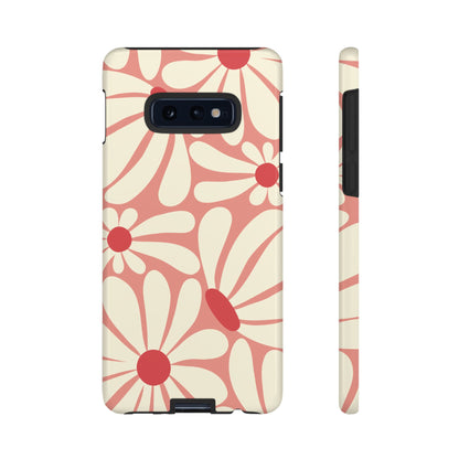Samsung Galaxy S10E / Glossy Phone Case - ’Retro Pink Daisy Pattern’ Phone Case