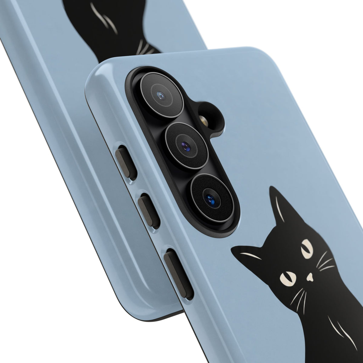Minimalist Powder Blue & Black Cat Phone Case