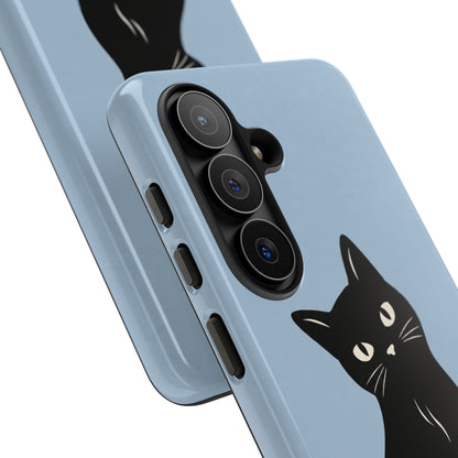 Minimalist Powder Blue & Black Cat Phone Case