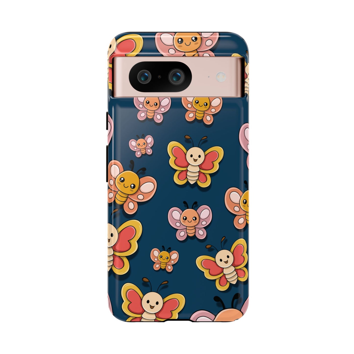 Dark Blue Butterfly Sticker Design Phone Case - Blue Phone Case - Google Pixel 8 / Glossy