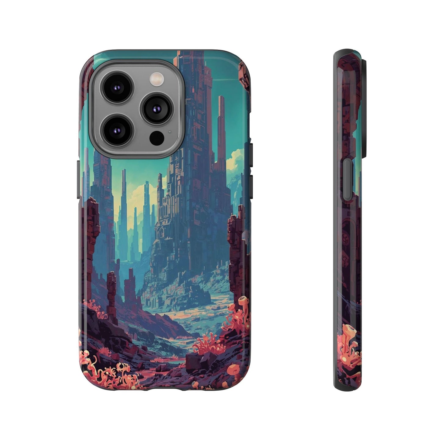 Alien Monolith Valley Sci-fi Phone Case - Pink Phone Case - iPhone 14 Pro / Glossy