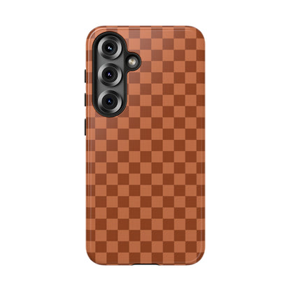 Samsung Galaxy S25 / Glossy Phone Case - ’Bold Brown Checkered Pattern’ Phone Case