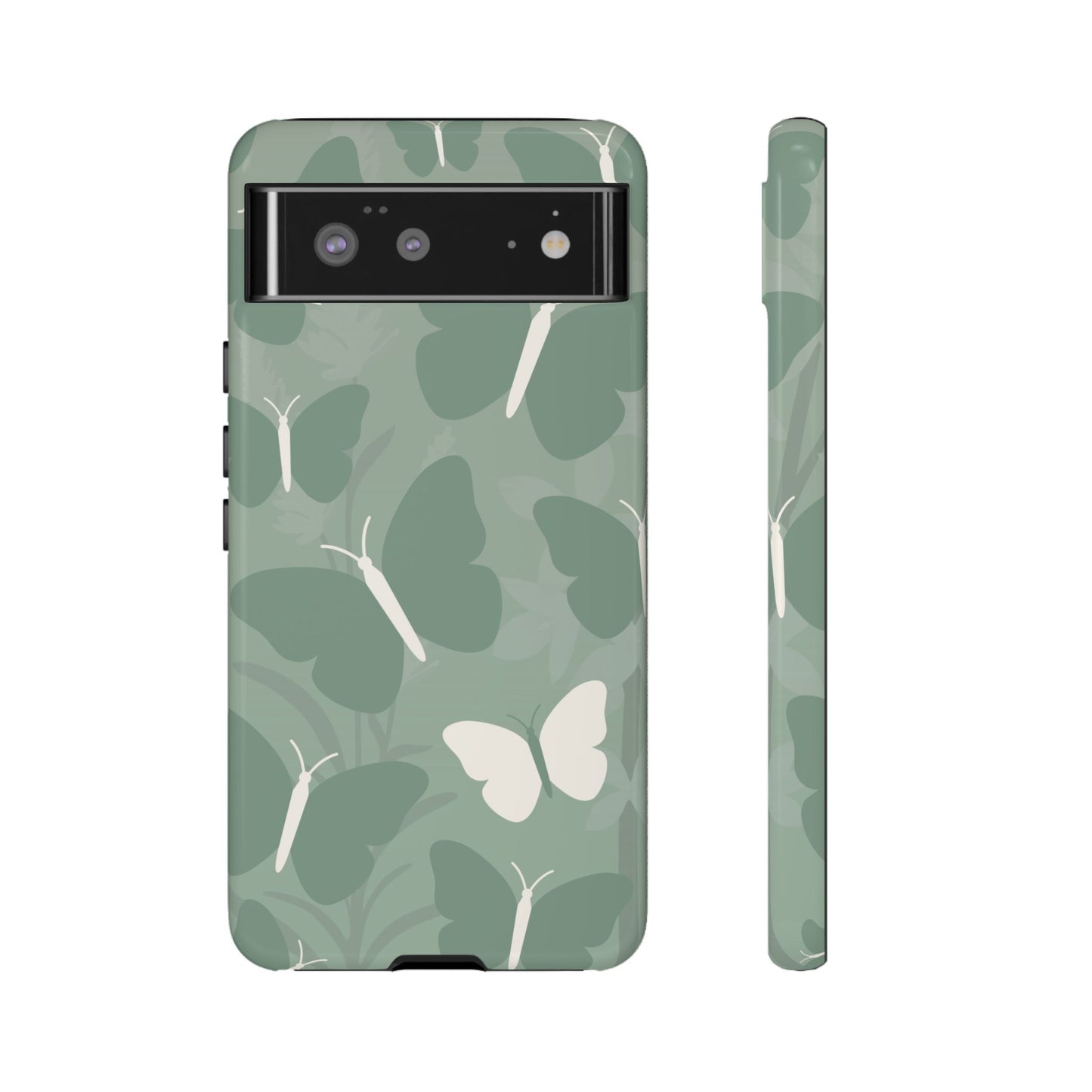 Google Pixel 6 / Glossy Phone Case - Minimalist Mint Green Butterfly Pattern Phone Case