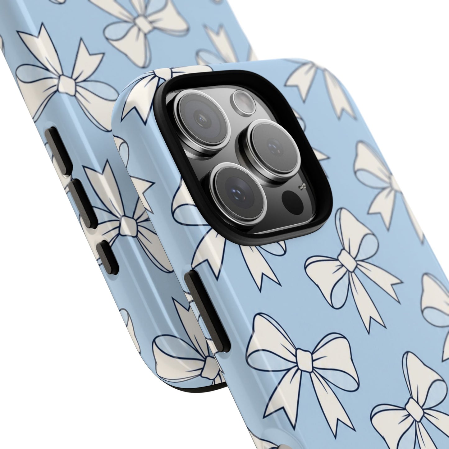 Chic Powder Blue Bow Pattern Phone Case