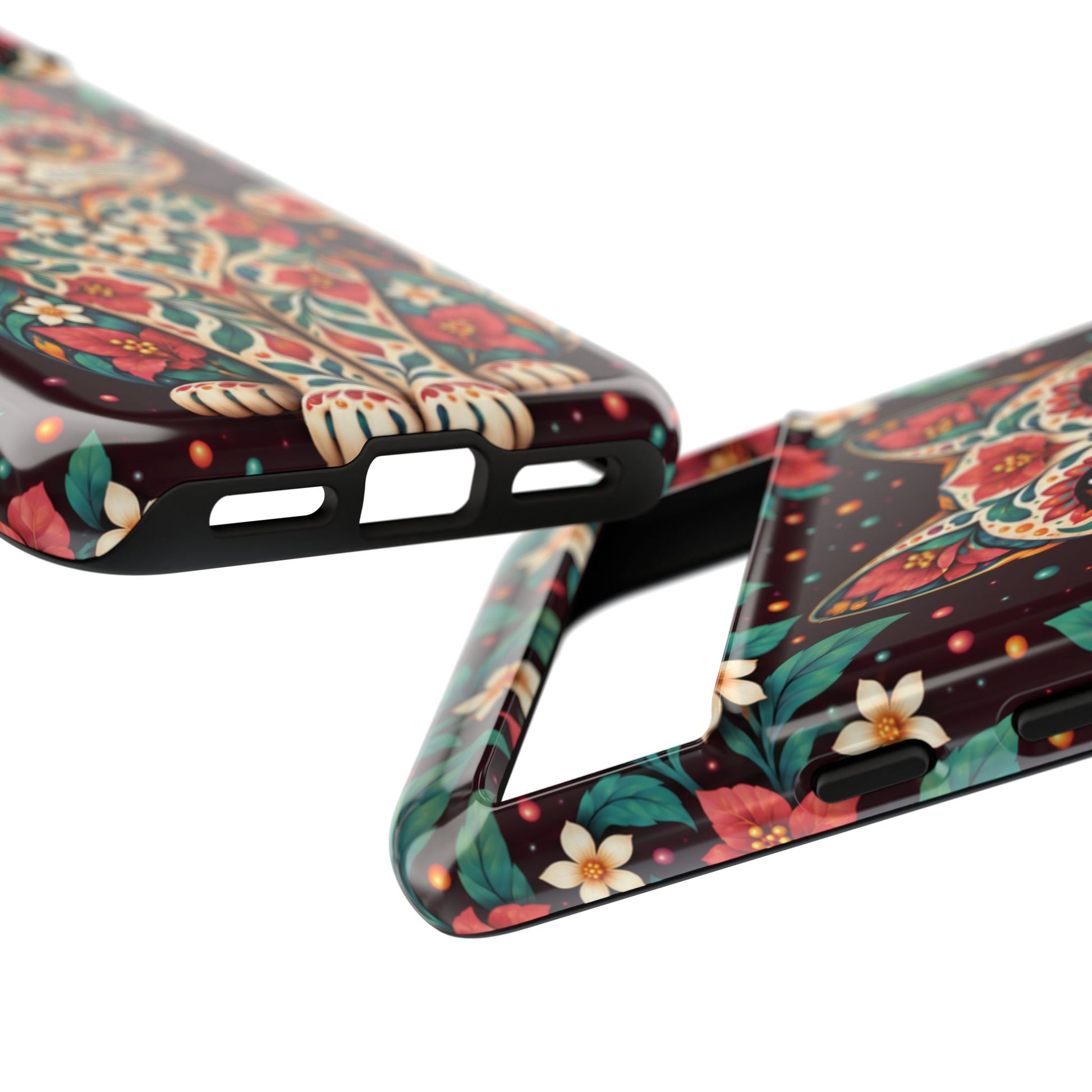 Vibrant Terracotta and Teal Calavera Cat Phone Case - Multicolor Phone Case