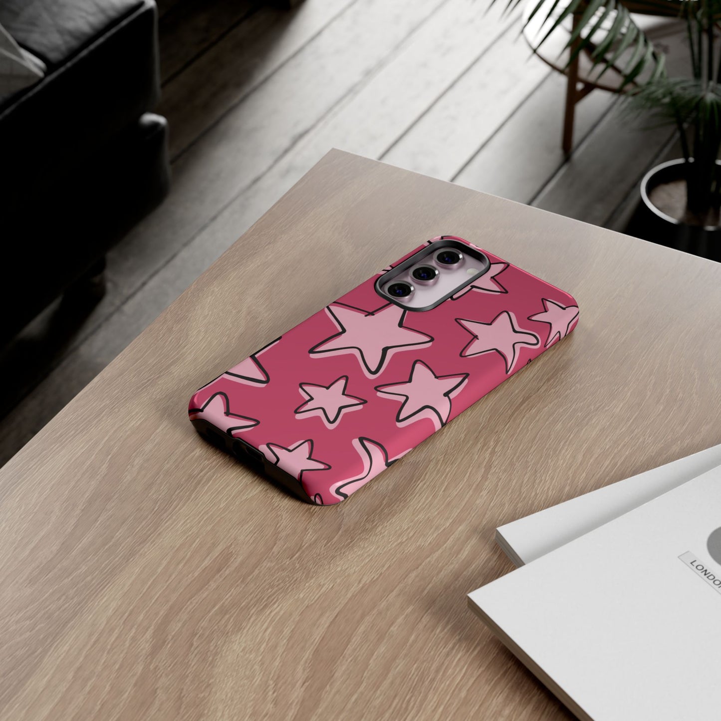 Raspberry Pink Doodle Star Phone Case