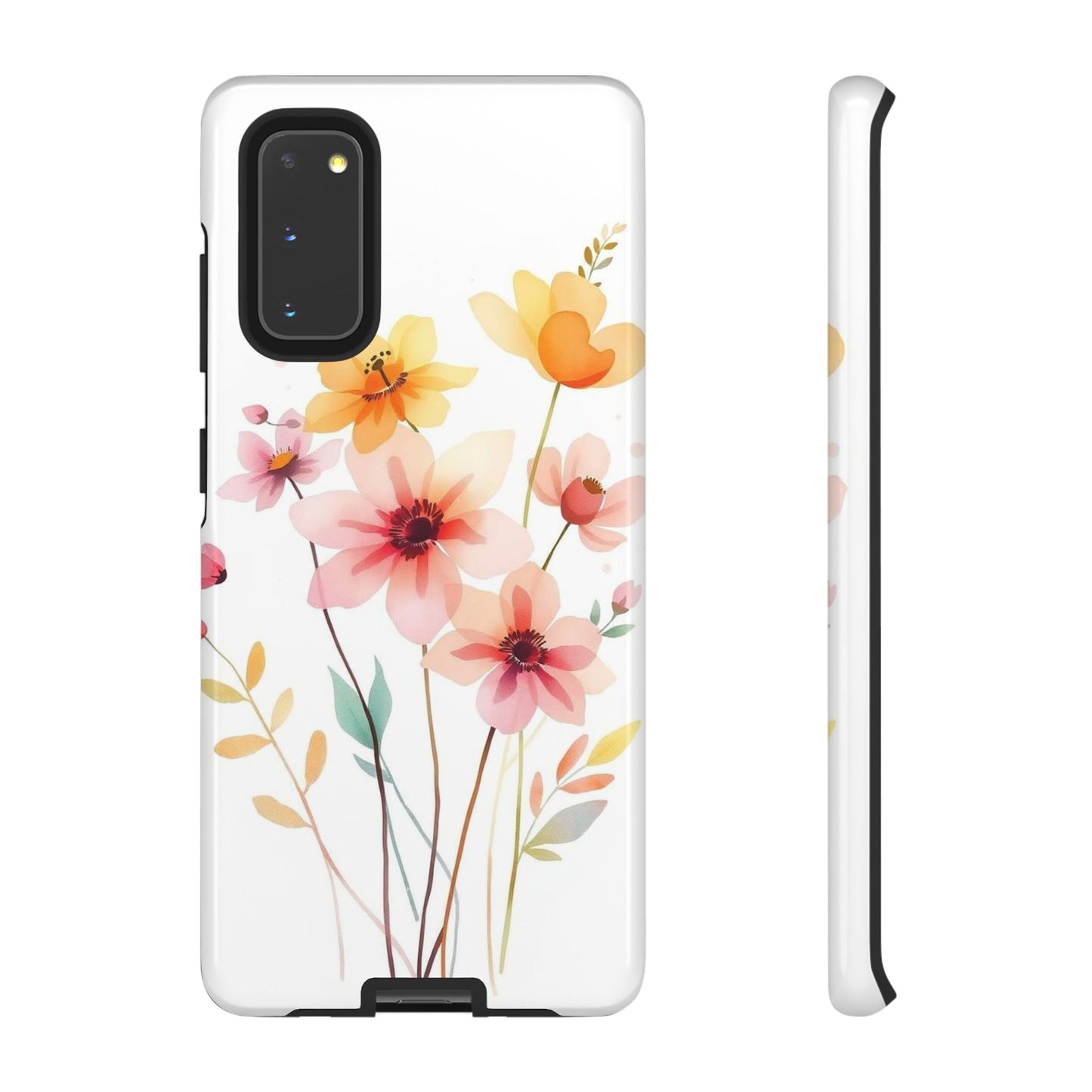 Samsung Galaxy S20 / Glossy Phone Case - Boho Chic Watercolour Blooms Design Phone Case