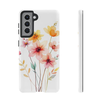 Samsung Galaxy S21 / Glossy Phone Case - Boho Chic Watercolour Blooms Design Phone Case