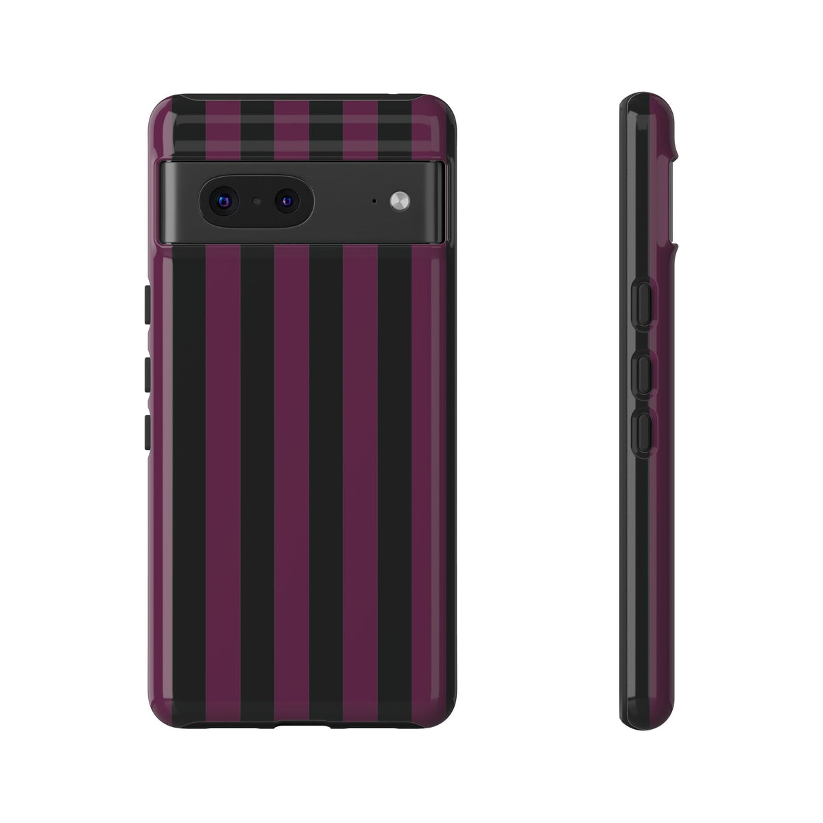 Trendy Plum & Black Stripe Pattern Phone Case - Purple Phone Case - Google Pixel 7 / Glossy