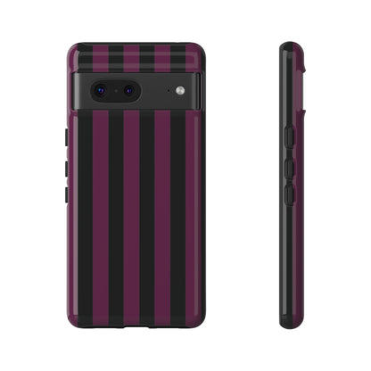 Trendy Plum & Black Stripe Pattern Phone Case - Purple Phone Case - Google Pixel 7 / Glossy
