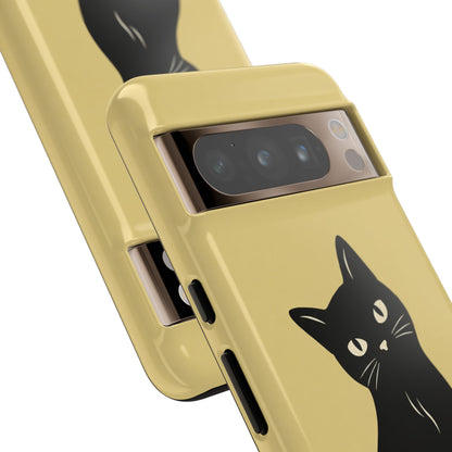 Minimalist Butter Yellow & Black Cat Phone Case