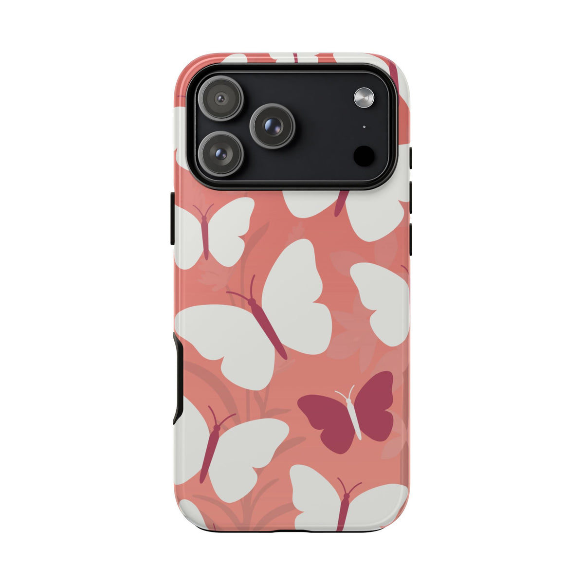 Minimalist Pink Butterfly Pattern Phone Case - Pink Phone Case - iPhone 18 Pro Max / Glossy