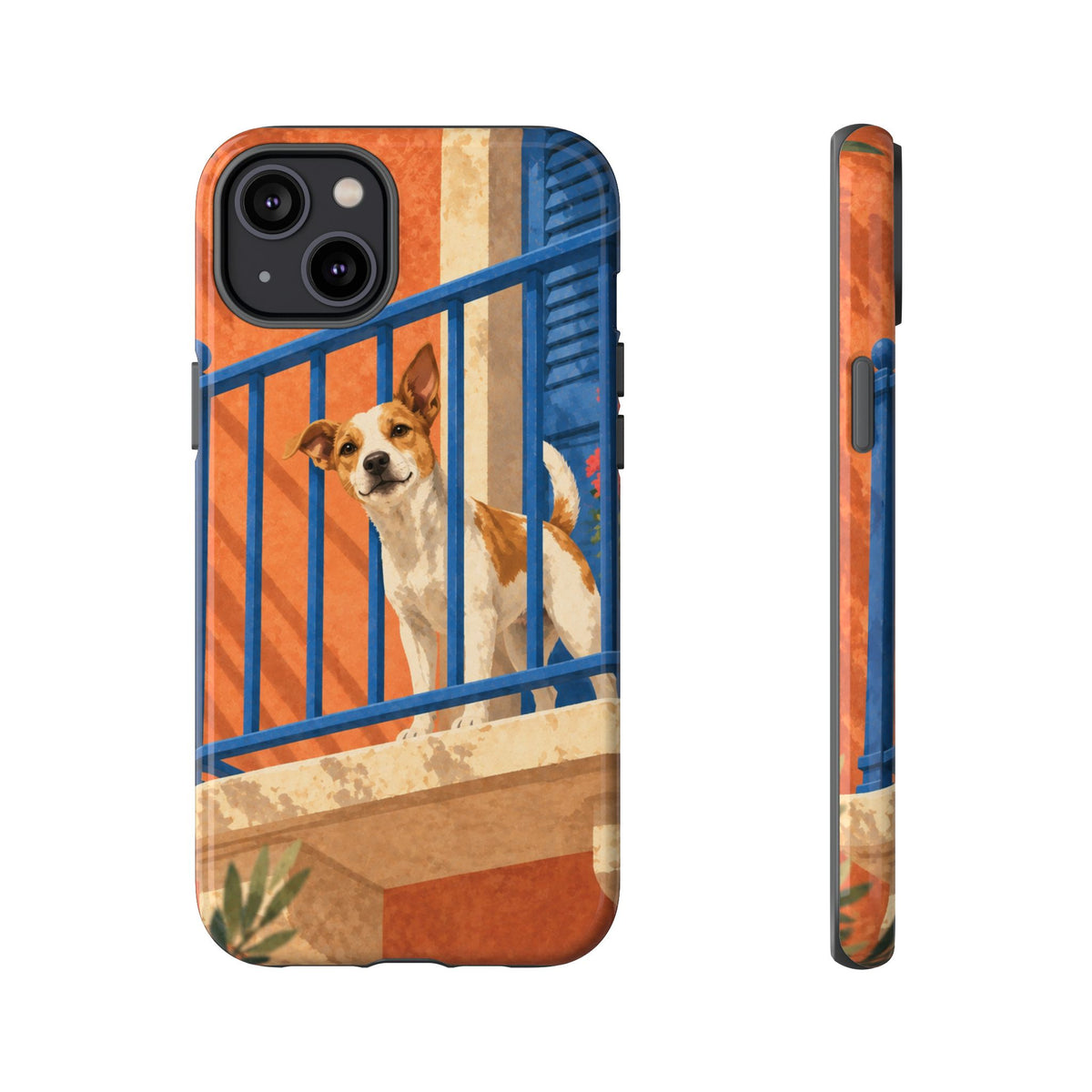 Jack Russell Terrier Balcony Busybody Phone Case - Multicolor Phone Case - iPhone 14 Plus / Glossy