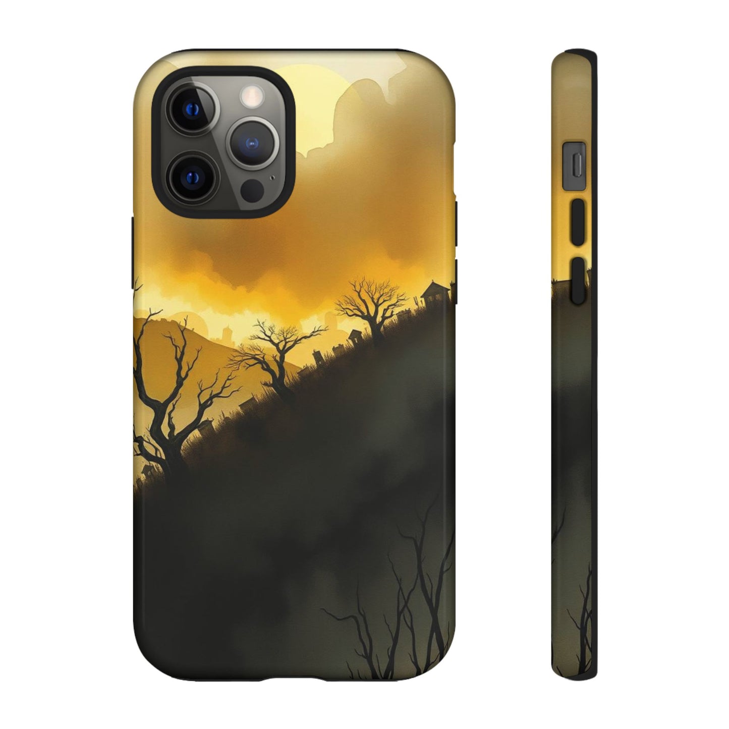 iPhone 12 Pro / Glossy Phone Case - Eerie Graveyard Watercolour Design Phone Case