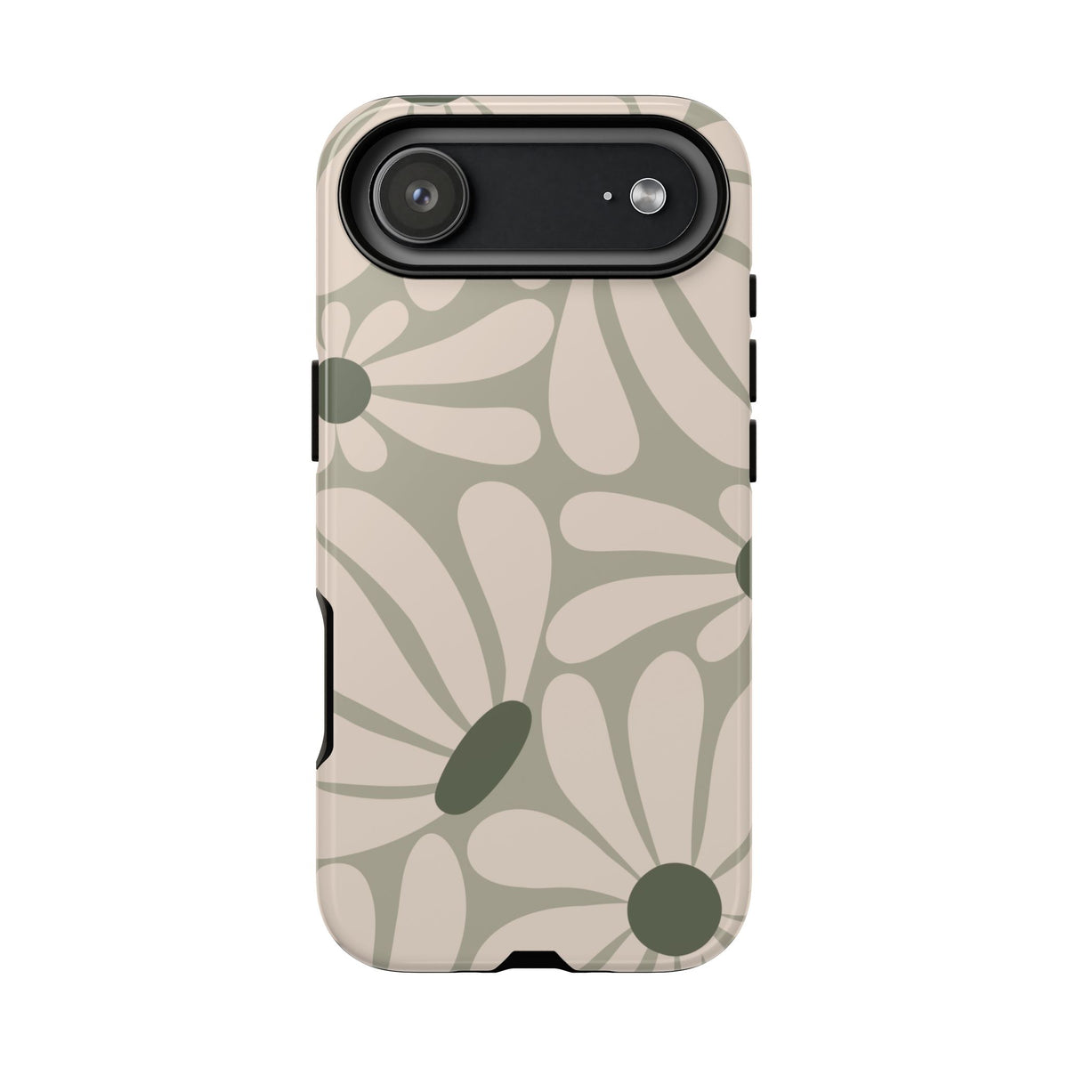 Retro Cream & Green Daisy Pattern Phone Case - White Phone Case - iPhone 17 Air / Glossy