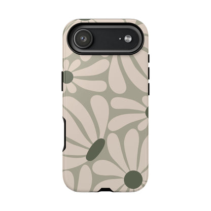 Retro Cream & Green Daisy Pattern Phone Case - White Phone Case - iPhone 17 Air / Glossy