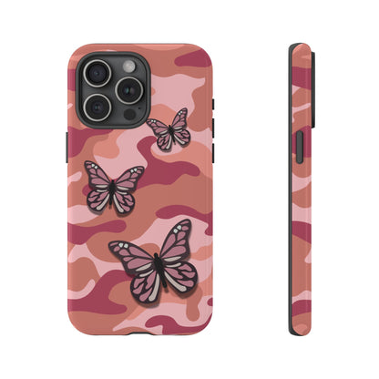 iPhone 15 Pro Max / Glossy Phone Case - Pink Butterfly Camo Phone Case