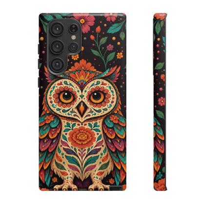 Vibrant Terracotta and Teal Calavera Owl Phone Case - Multicolor Phone Case - Samsung Galaxy S22 Ultra / Glossy