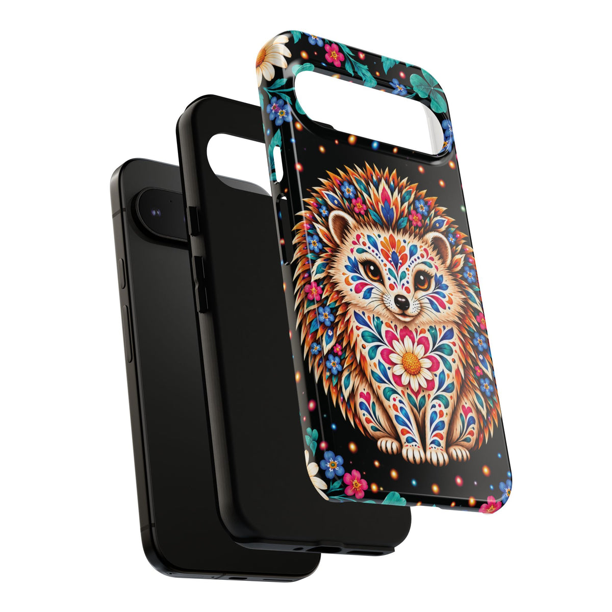 Vibrant Orange and Turquoise Calavera Hedgehog Phone Case - Multicolor Phone Case
