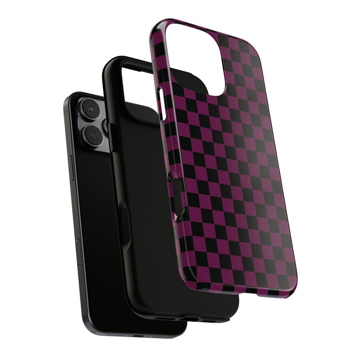 Trendy Plum & Black Small Checked Pattern Phone Case - Purple Phone Case