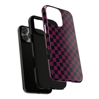 Trendy Plum & Black Small Checked Pattern Phone Case - Purple Phone Case