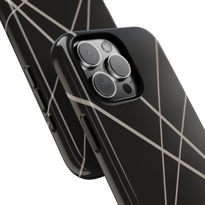 Abstract Black with Grey Lines Phone Case - Black Phone Case