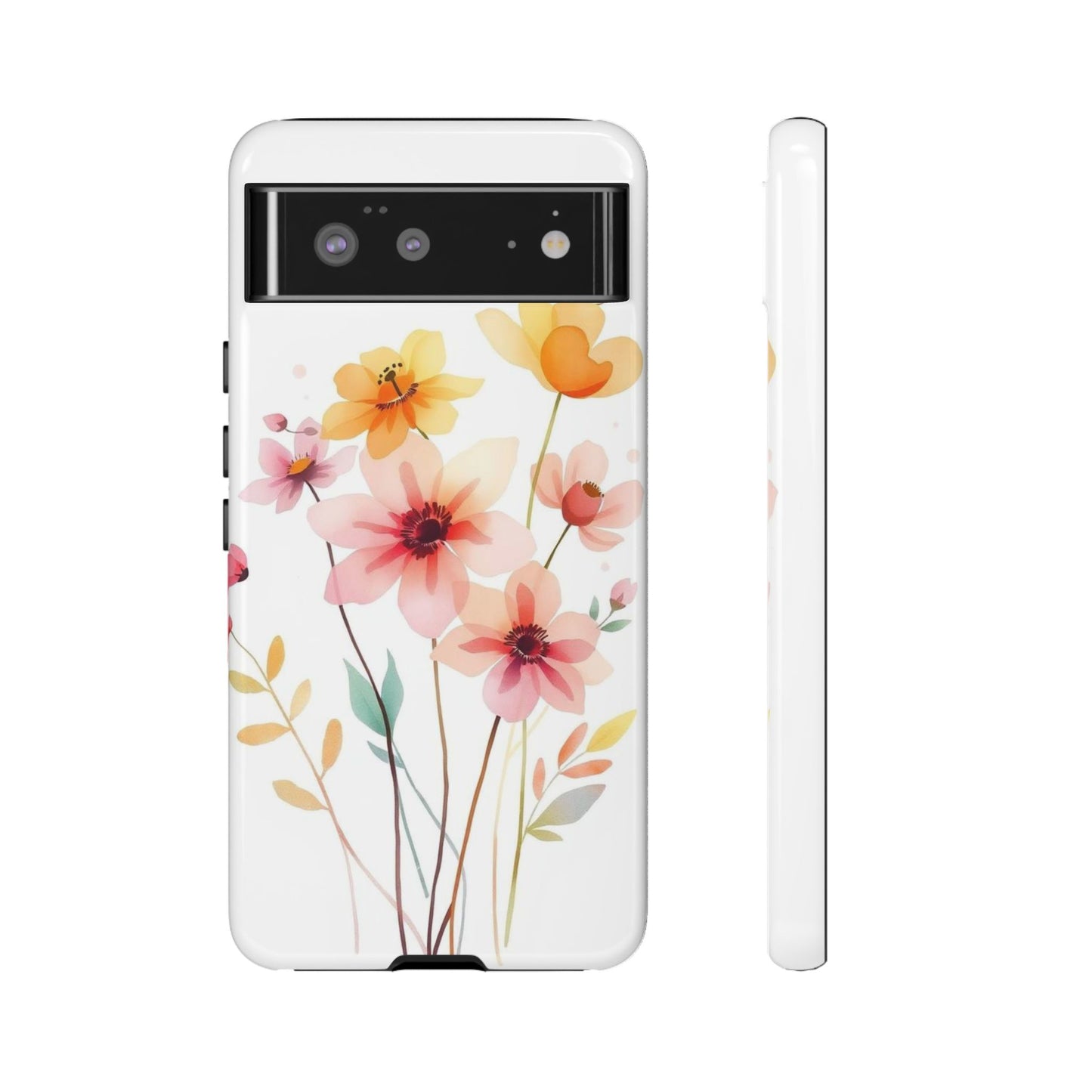Google Pixel 6 / Glossy Phone Case - Boho Chic Watercolour Blooms Design Phone Case