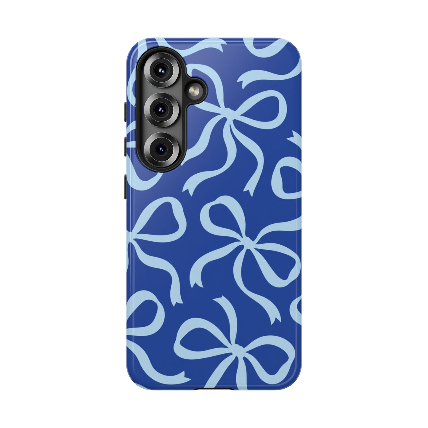 Bold Cobalt Blue and Powder Blue Bow Pattern Phone Case