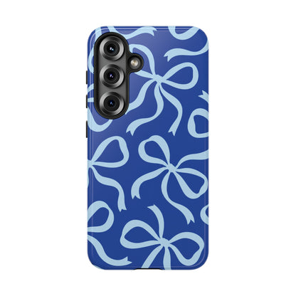 Bold Cobalt Blue and Powder Blue Bow Pattern Phone Case