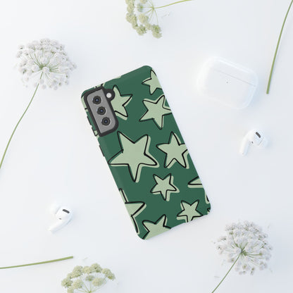 Forest Green Doodle Star Phone Case
