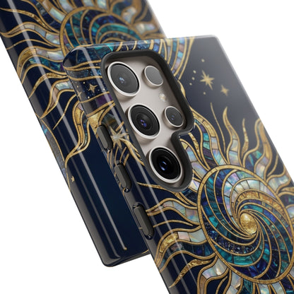 Elegant Navy & Gold Solar Spiral Phone Case