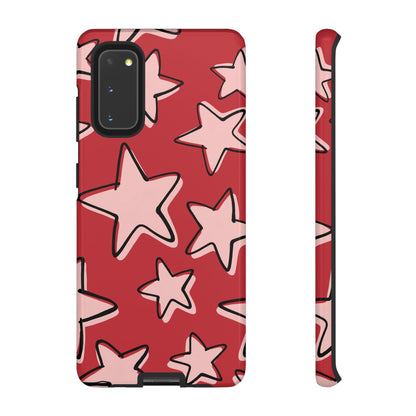 Cherry Red Doodle Star Phone Case