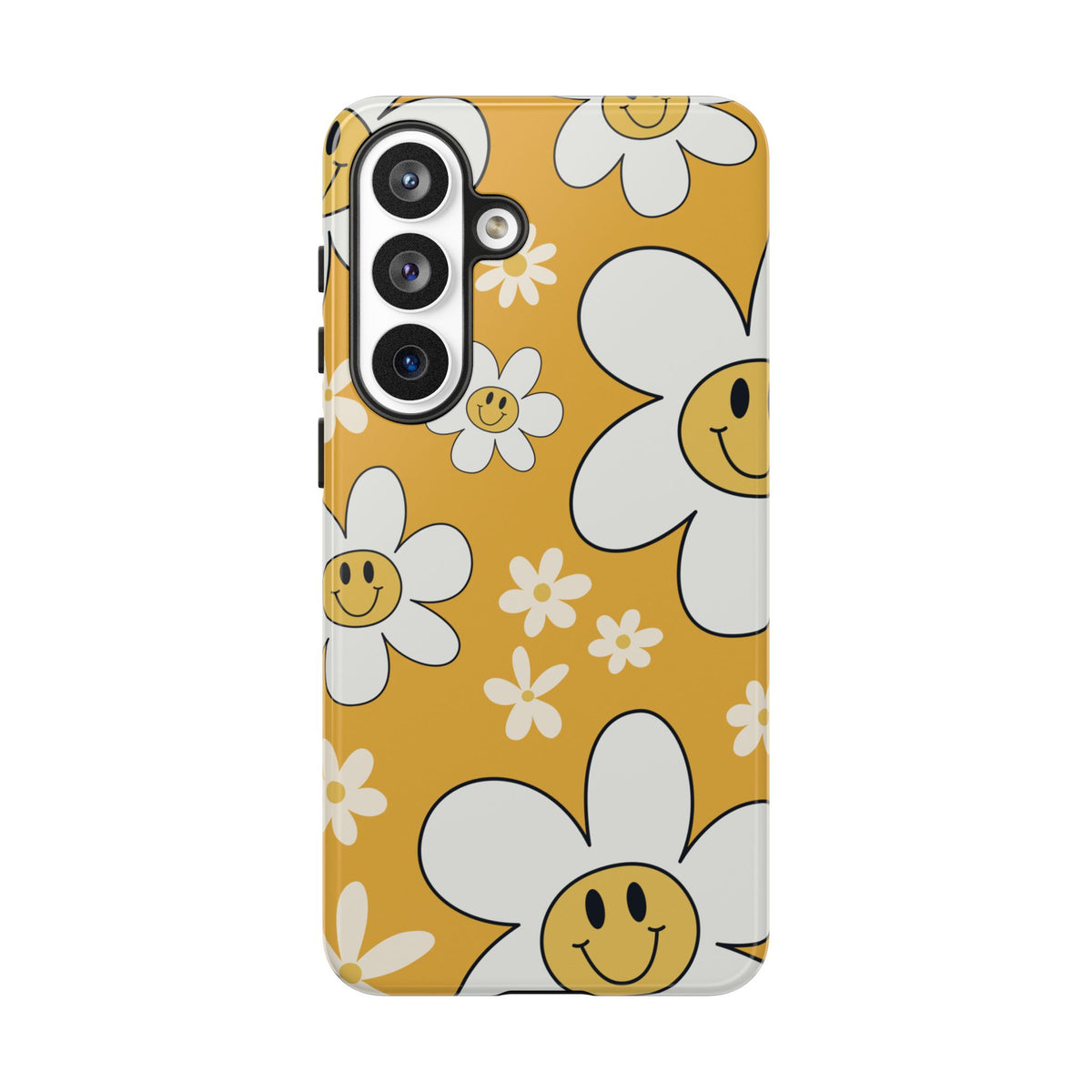 Fun Retro Daisy Pattern with Yellow Background Phone Case - Yellow Phone Case - Samsung Galaxy S26 Plus / Glossy