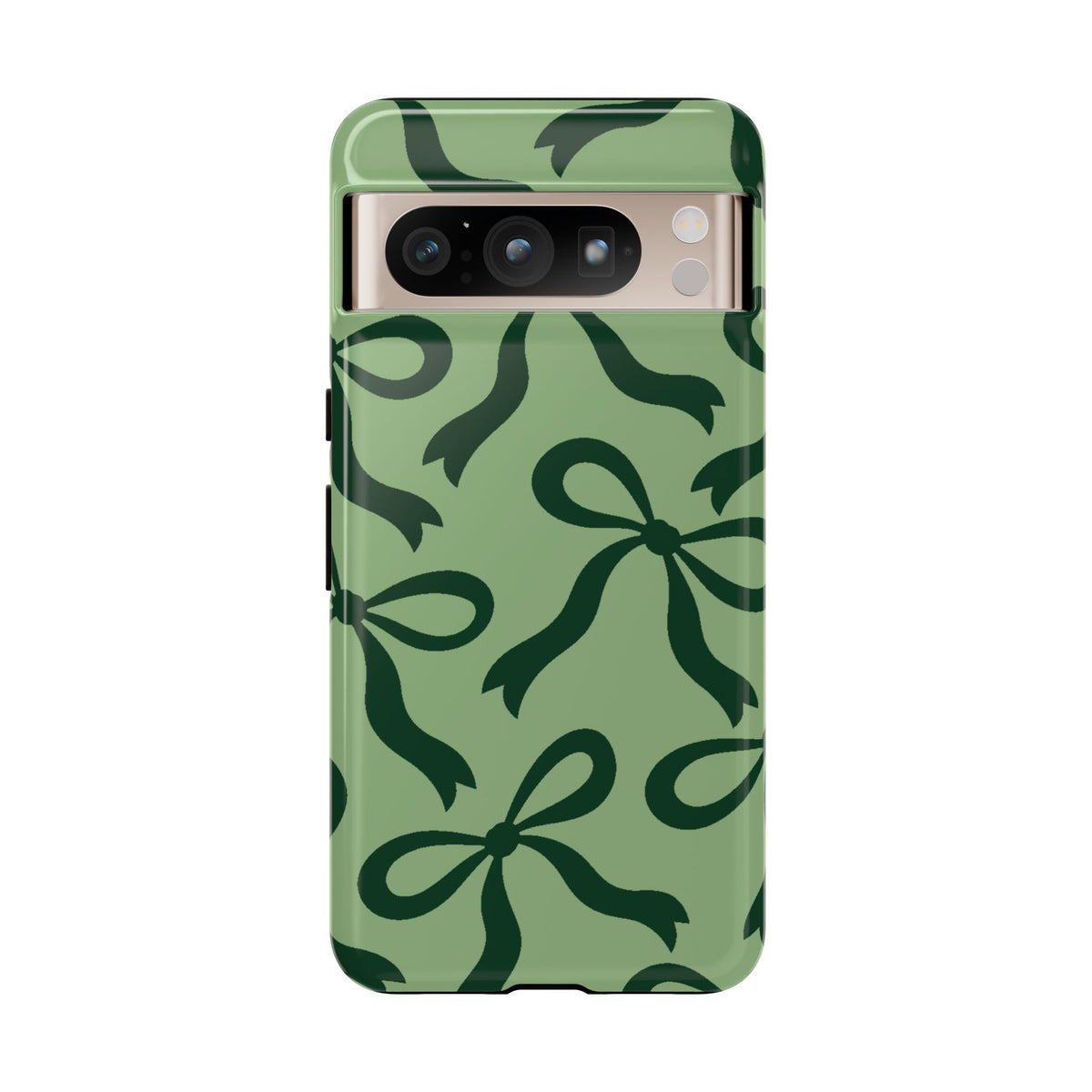 Bold Sage Green and Forest Green Bow Pattern Phone Case - Green Phone Case - Google Pixel 8 Pro / Glossy