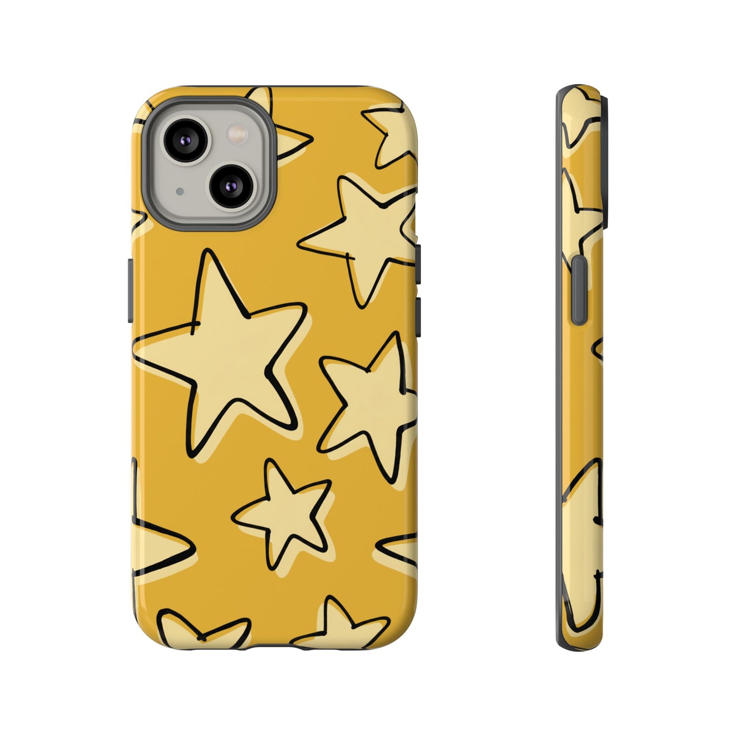 Golden Yellow Doodle Star Phone Case