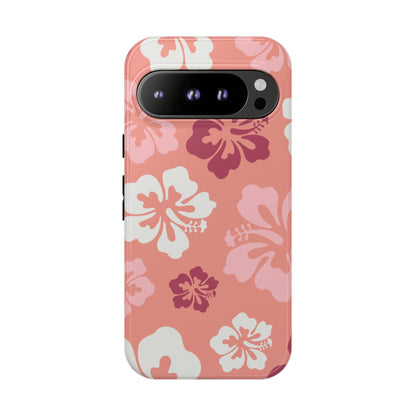 Google Pixel 9 Pro / Glossy Phone Case - ’Pink Hibiscus Retro Pattern #3’ Phone Case