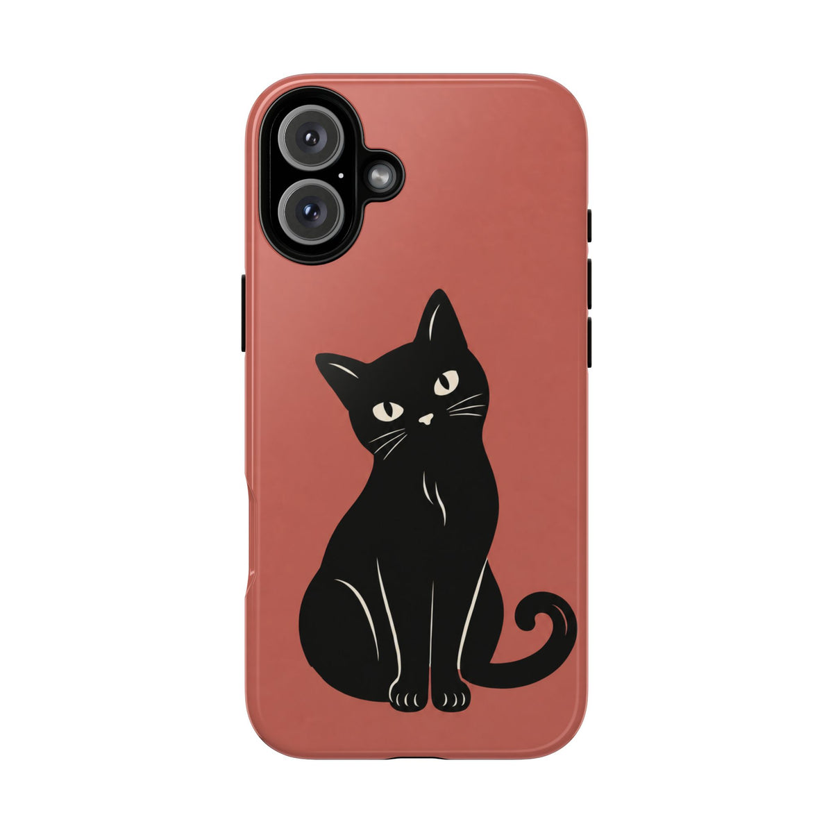 Minimalist Coral Red & Black Cat Phone Case