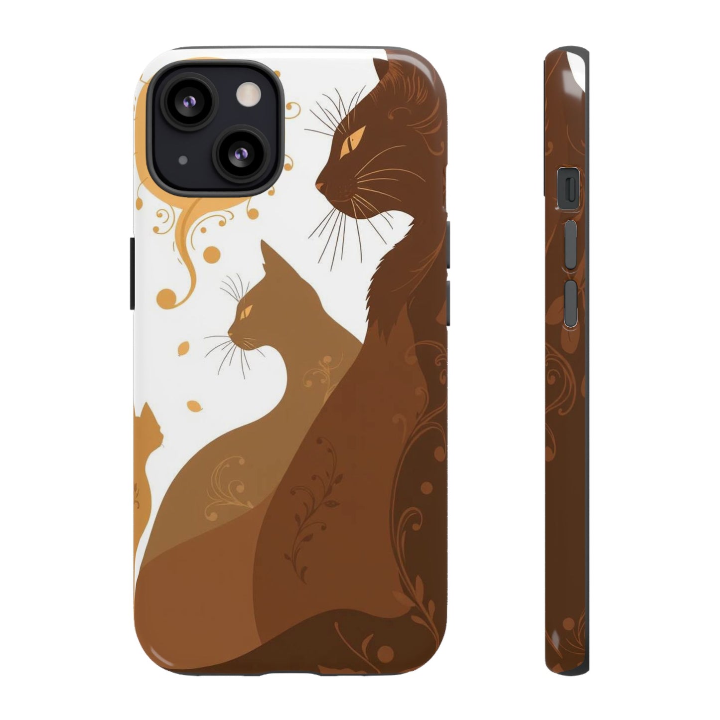 iPhone 13 / Glossy Phone Case - Abstract Cat Pattern Design Phone Case