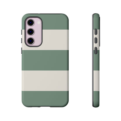 Green & White Horizontal Stripe Pattern Phone Case - Green Phone Case - Samsung Galaxy S23 Plus / Glossy