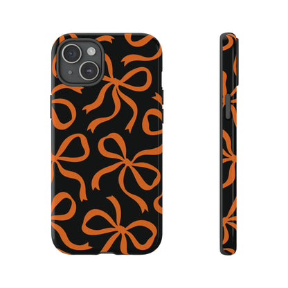 Bold Black and Burnt Orange Bow Pattern Phone Case