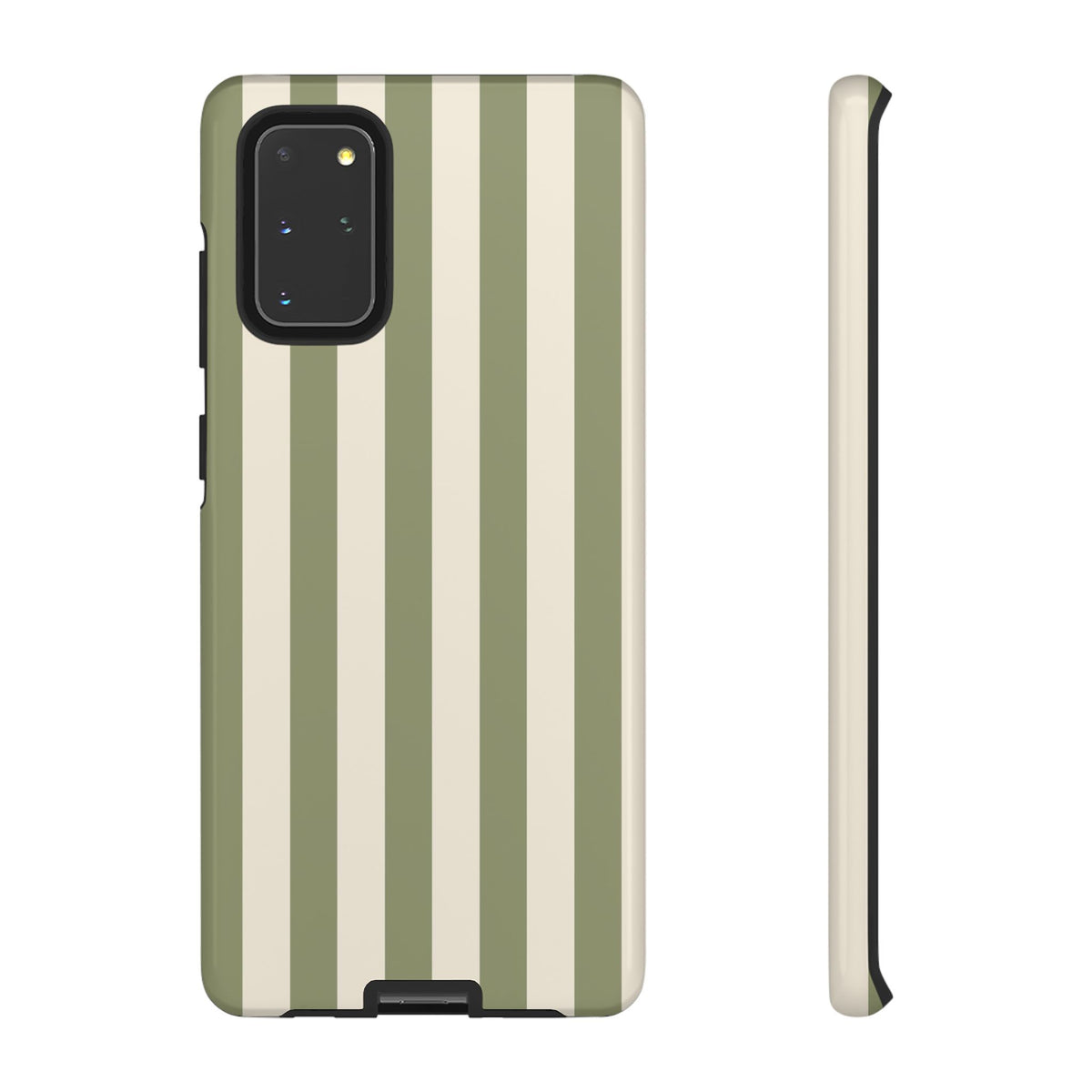 Olive & Beige Stripe Pattern Phone Case - Green Phone Case - Samsung Galaxy S20+ / Glossy