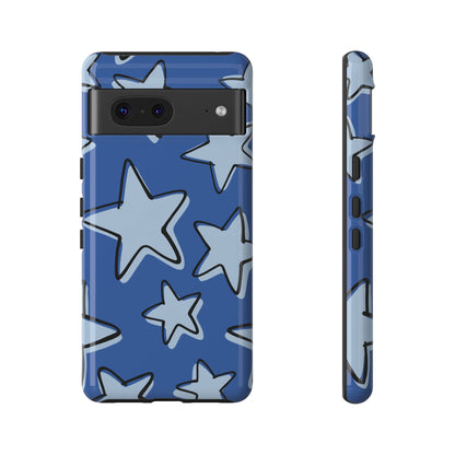 Cobalt Blue Doodle Star Phone Case
