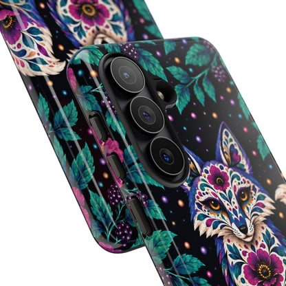 Vibrant Purple and Teal Calavera Fox Phone Case - Multicolor Phone Case