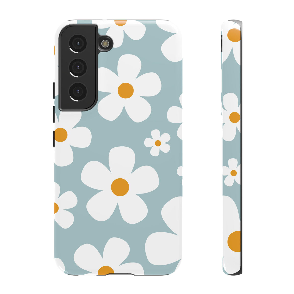 Cute Blue Daisy Pattern Phone Case - Blue Phone Case - Samsung Galaxy S22 / Glossy