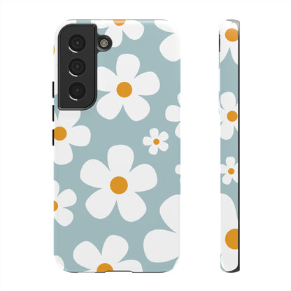Cute Blue Daisy Pattern Phone Case - Blue Phone Case - Samsung Galaxy S22 / Glossy