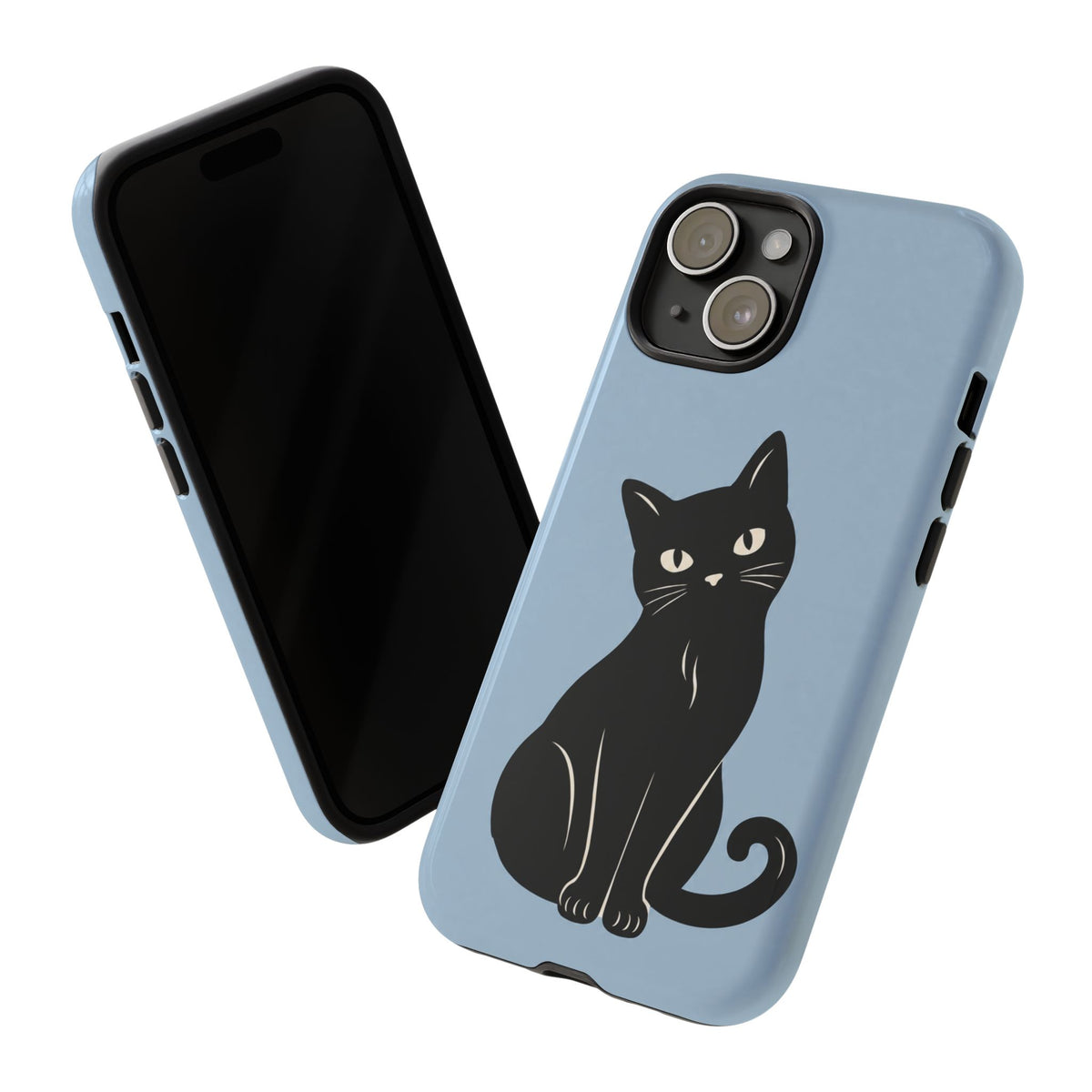 Minimalist Powder Blue & Black Cat Phone Case