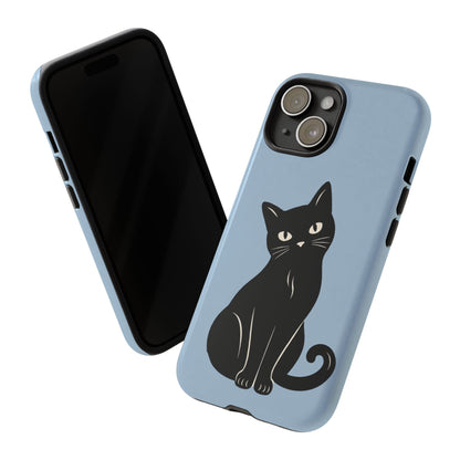 Minimalist Powder Blue & Black Cat Phone Case