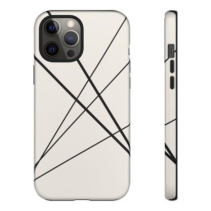 iPhone 12 Pro Max / Glossy Phone Case - Abstract White with Black Lines Phone Case