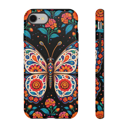 Vibrant Orange and Turquoise Calavera Butterfly Phone Case - Multicolor Phone Case - iPhone 8 / Glossy