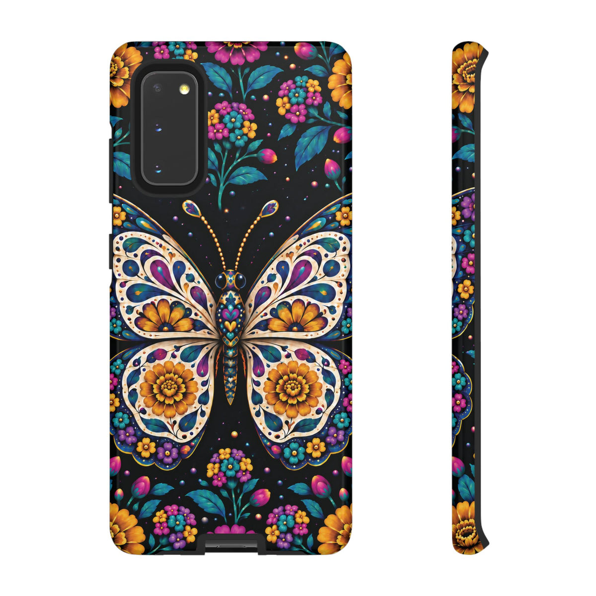 Vibrant Purple and Teal Calavera Butterfly Phone Case - Multicolor Phone Case - Samsung Galaxy S20 / Glossy